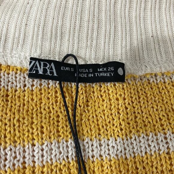 Zara Sweater Vest Oversized Striped Yellow Size Small NEW - Picture 9 of 11